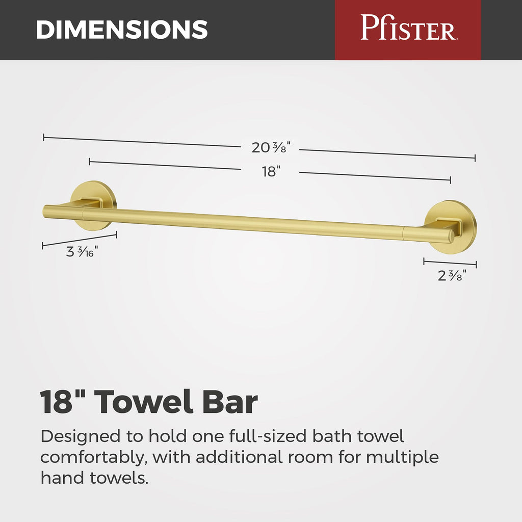 Pfister Capistrano Towel Hook, Bathroom Towel & Robe Hook, Wall-Mounted, Screw-in, Brushed Gold Finish