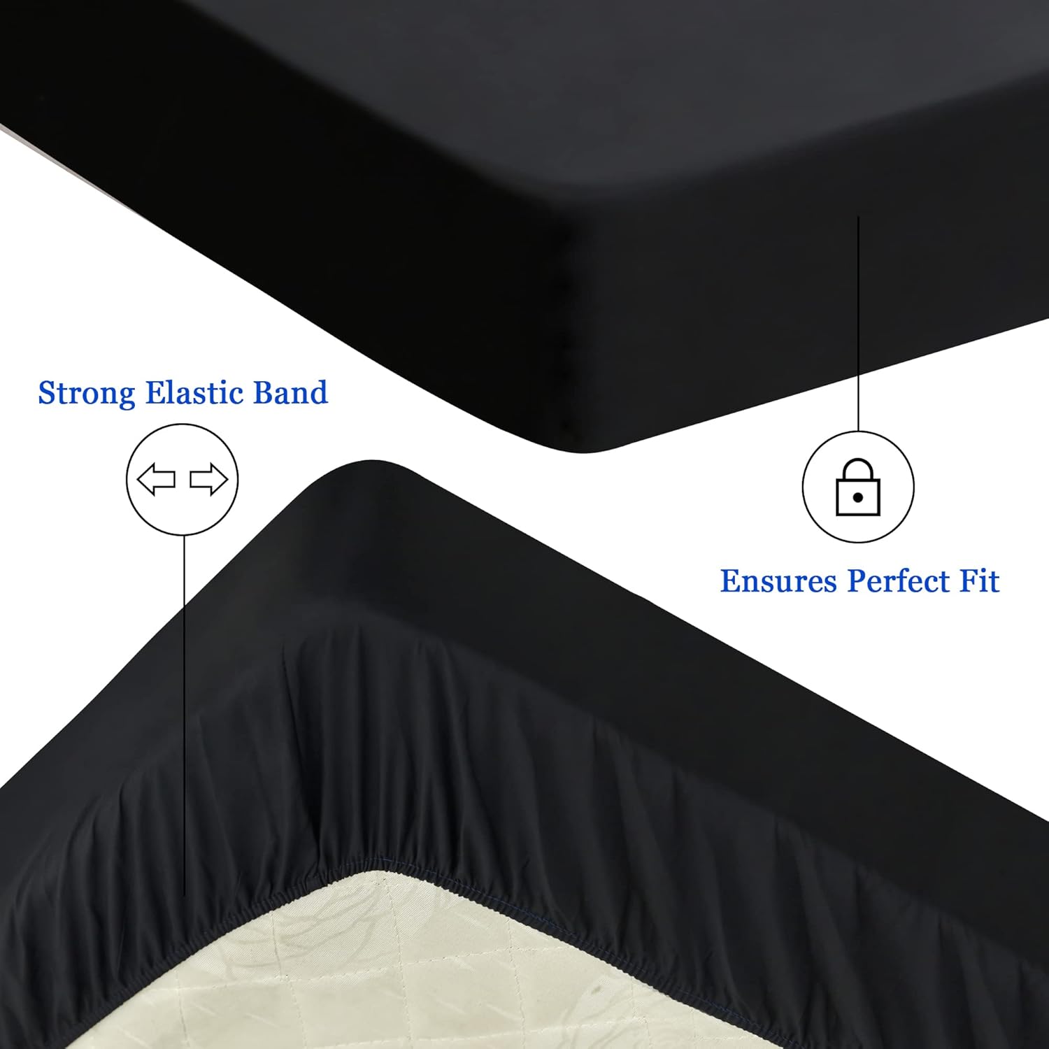 Sufdari Waterproof Mattress Protector - Twin Size Bed Cover with 18" Deep Pocket - Black