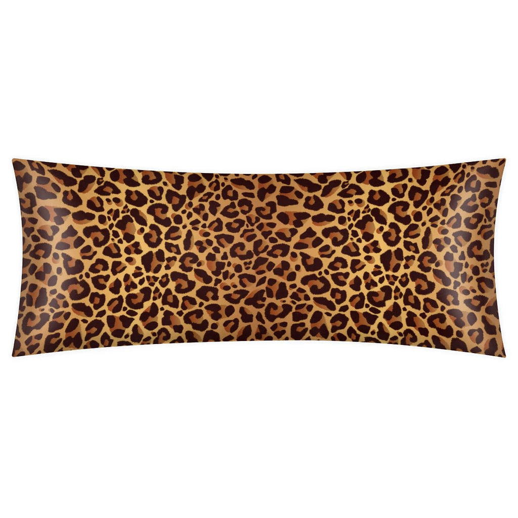Leopard Design Body Pillow Covers Decorative Soft Bedding Satin Pillowcase with Zipper Closure Cooling Breathable Long Pillow Case-21"x 54"