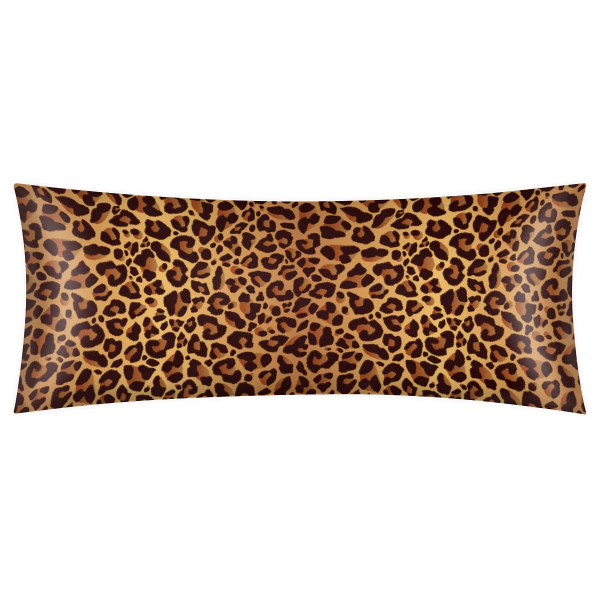 Leopard Design Body Pillow Covers Decorative Soft Bedding Satin Pillowcase with Zipper Closure Cooling Breathable Long Pillow Case-21"x 54"