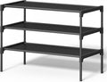 SONGMICS 3-Tier Shoe Rack - Space-Saving Organizer with Metal Frame & Non-Woven Fabric Shelves | Ink Black, 11.7 x 24.5 x 21 Inches