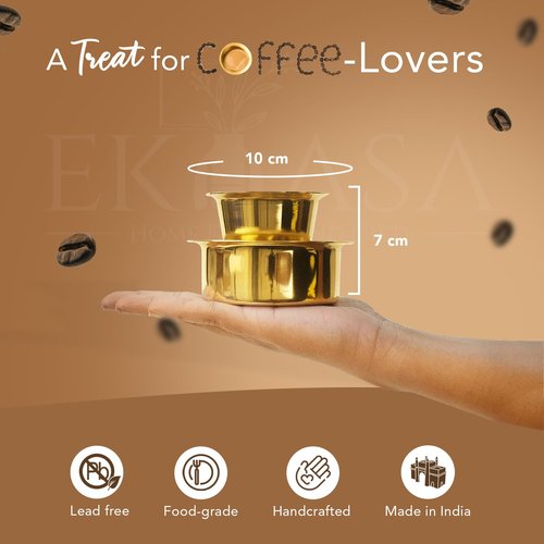 ZenithCart Brass Filter Coffee Dabara Set – Traditional South Indian Cup & Tumbler Set for Authentic Serving – Pital Finish – Set of 4