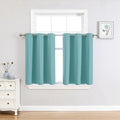 ChrisDowa Small Window Curtains - Thermal Insulated Grommet Room Darkening Panels, Aqua (34 x 36 Inch)