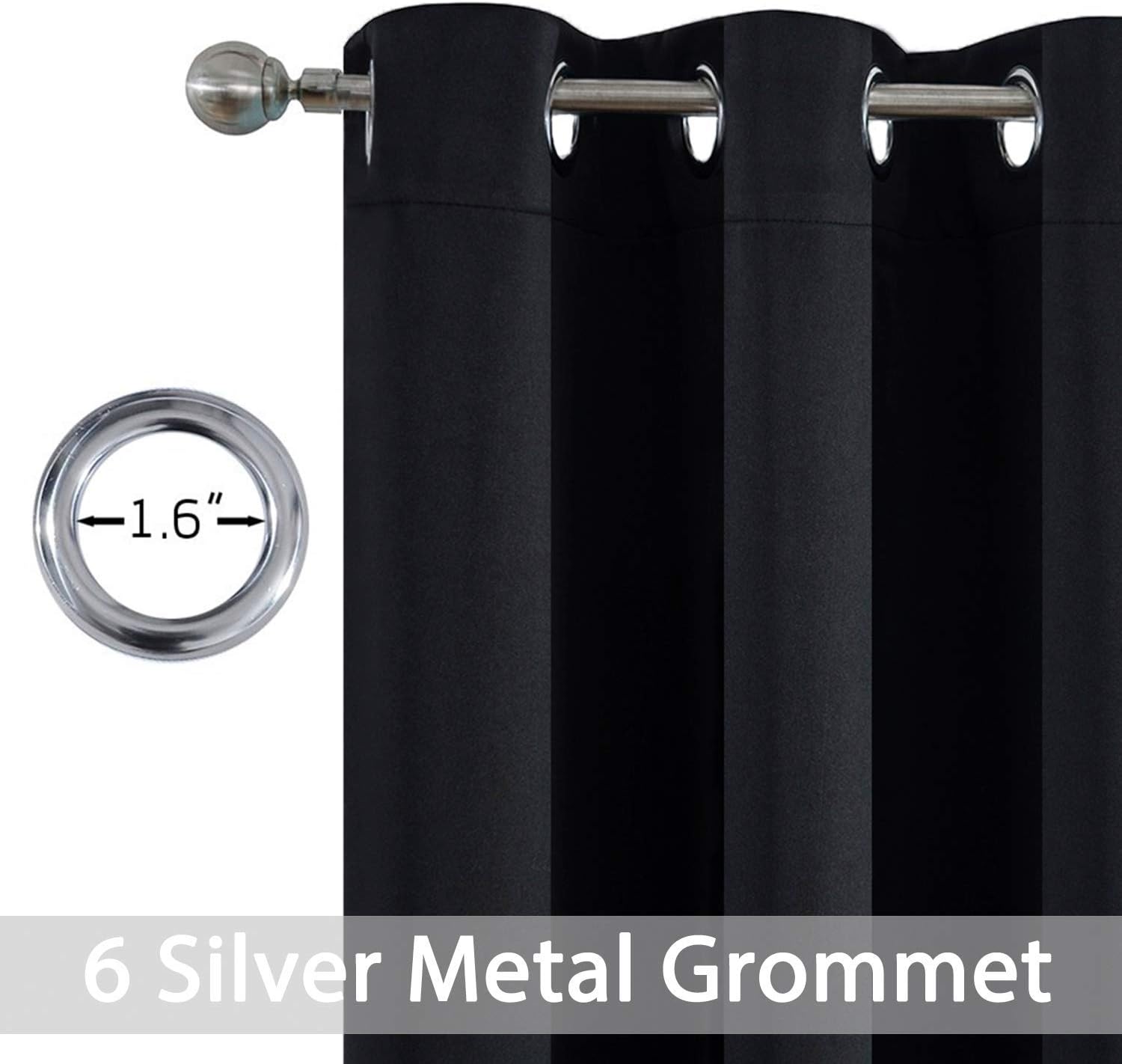 Yakamok Blackout Curtains - Thermal Insulated Grommet Drapes for Bedroom | 38W x 84L, One Pair