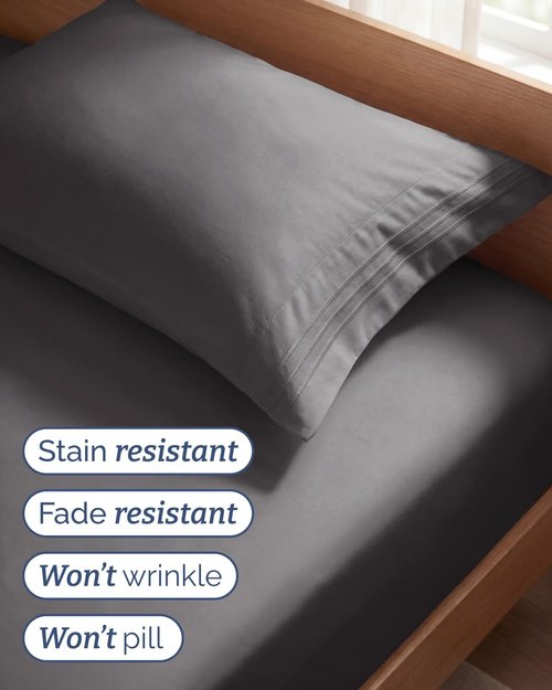 Comfy Twin Size 3 Piece Sheet Set by [Brand Name] - Breathable & Cooling Luxury Bedding - Deep Pockets, Ultra-Soft, Wrinkle-Free - Dark Grey