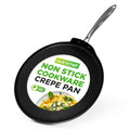 NutriChef 12 Inch Crepe Pan Non Stick, Ideal for Large Pancakes, Dosa, Chapati & Tortillas, Hard-Anodized, Dishwasher Safe
