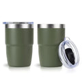 Zenbo 8 oz Stackable Espresso/Coffee Cups with Magnetic Lid, Ceramic-Lined 18/8 Stainless Steel Mini Tumblers, Double-Wall Vacuum Insulated & Dishwasher Safe for Travel & Office (Sage Green-2 Pack)