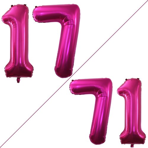 GOER Jumbo 17 Balloons - 42 Inch Foil Helium Birthday Decorations | Bright Peach Sweet 17 Party Decor