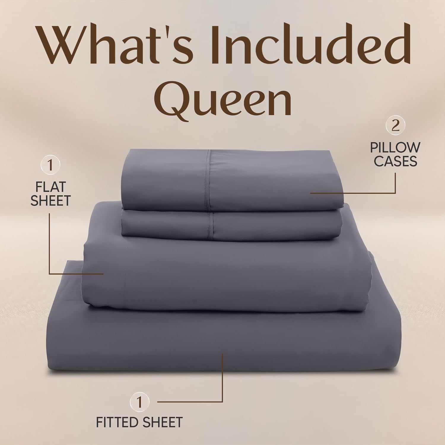 Utopia Bedding Queen Size Sheet Set - Soft, Breathable Microfiber - 4 Pieces in Grey
