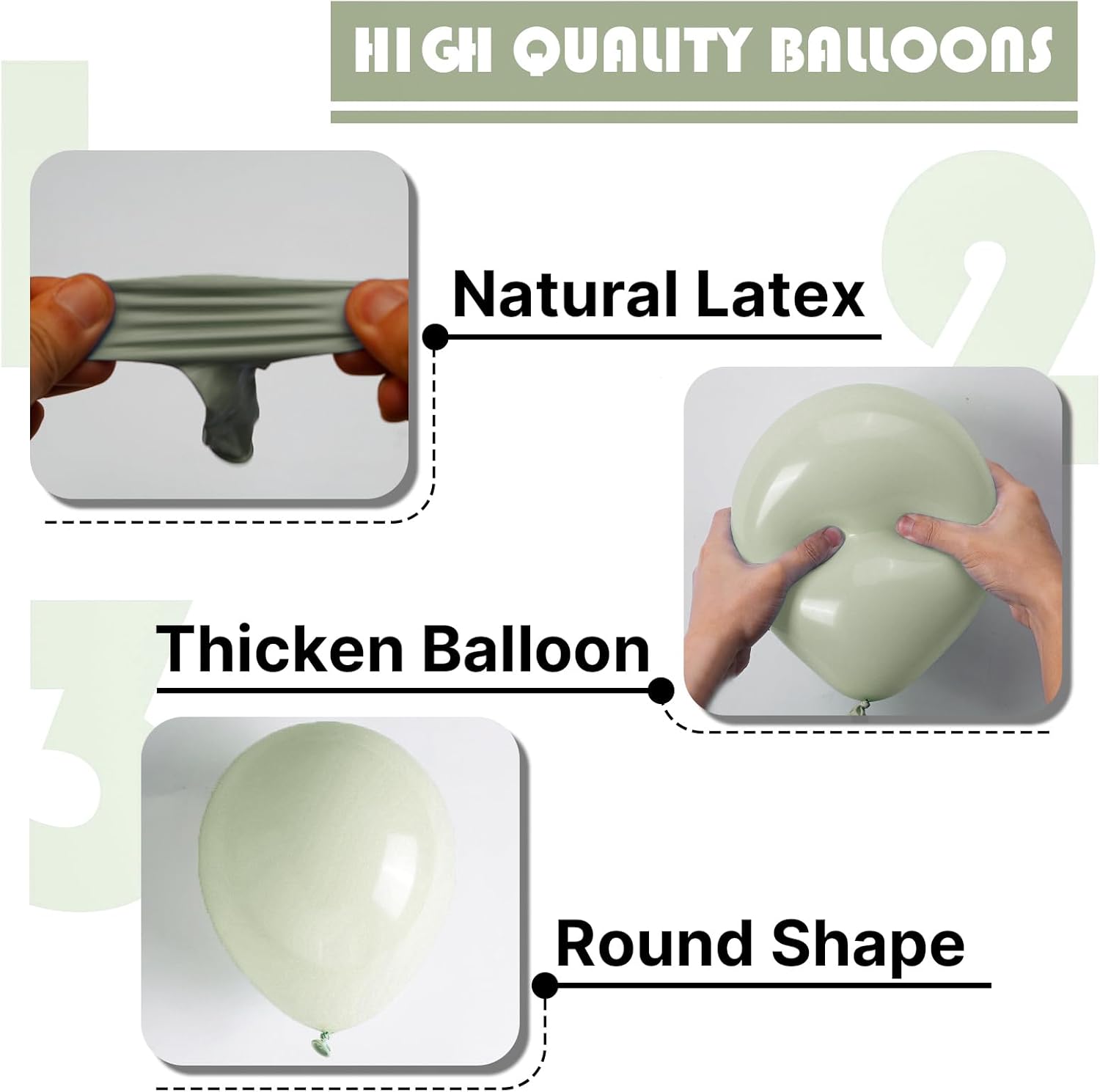 PartyWoo Sage Green Balloons - 101pcs 12 Inch Boho Dusty Olive Latex for Birthday & Wedding Decor