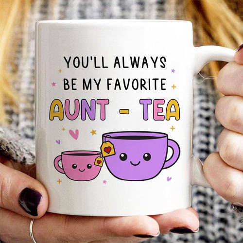 FUNITZ Gifts For Aunt, Auntie My Favorite Aunt-tea Gift, Funny Best Aunty Mug - Perfect Birthday, Christmas Gifts For Auntie From Niece, Nephew