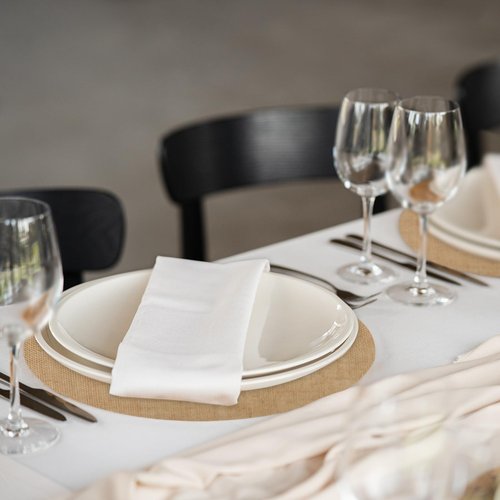 120 PCS Round Burlap Placemats 11.8 Inch Jute Rustic Place Mats Fall Reusable Table Mats Heat Resistant Round Table Mats Farmhouse Placemats Rustic Table Decorations for Dinner Holiday Supplies