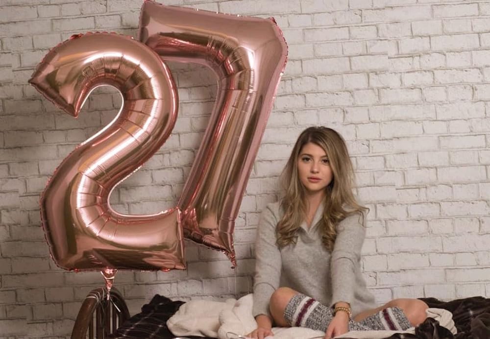 Regine Switzerland 40-Inch Rose Gold Number 27 Balloons - Perfect for Birthdays, Weddings & Celebrations