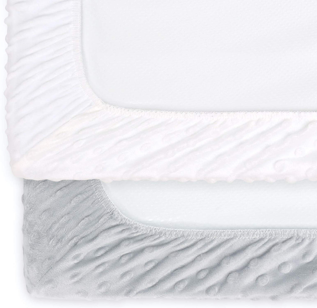 The Peanutshell Baby Girl or Boy Changing Pad Covers Set of 2 - Ultra Soft, Plush Baby Cover - Fits Standard Changing Table Pads, Durable, Machine Washable Sheets - Grey & White Minky