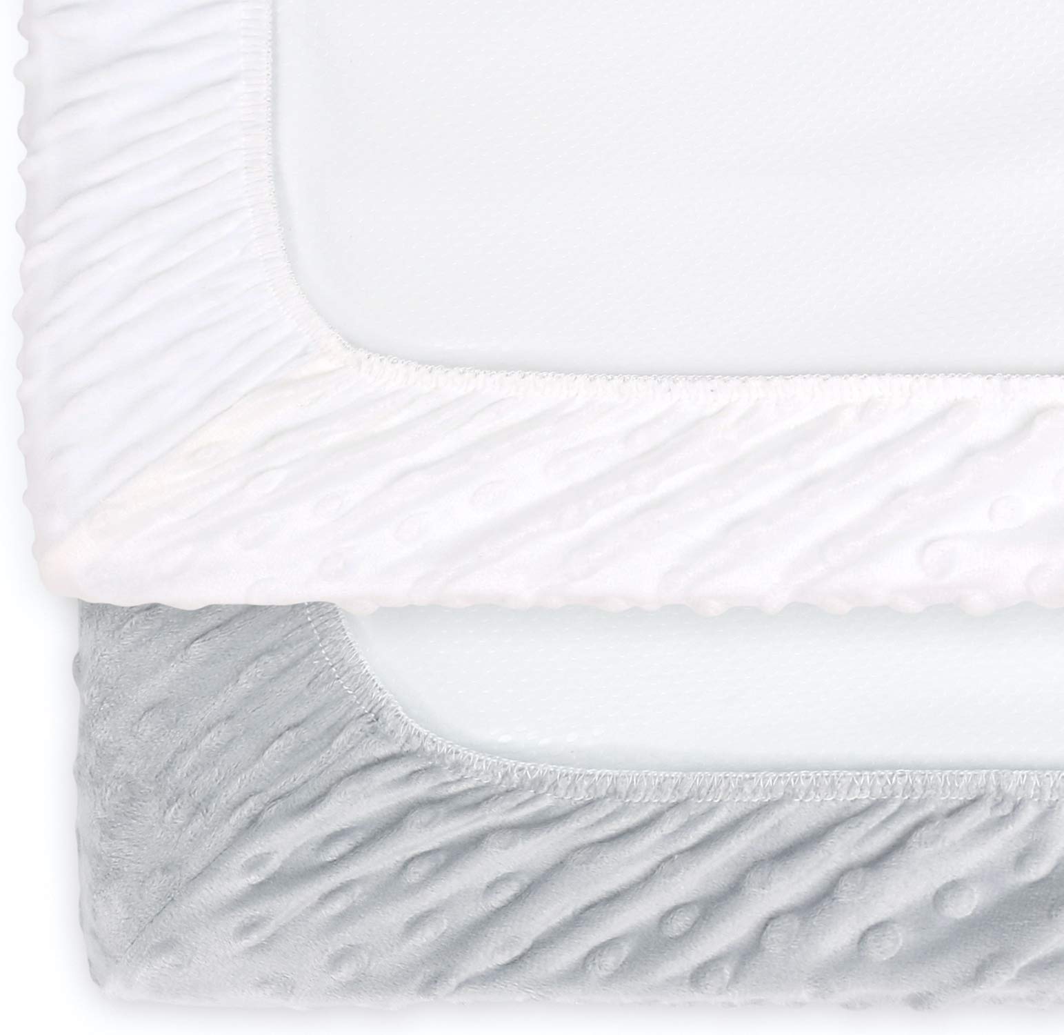 The Peanutshell Baby Girl or Boy Changing Pad Covers Set of 2 - Ultra Soft, Plush Baby Cover - Fits Standard Changing Table Pads, Durable, Machine Washable Sheets - Grey & White Minky