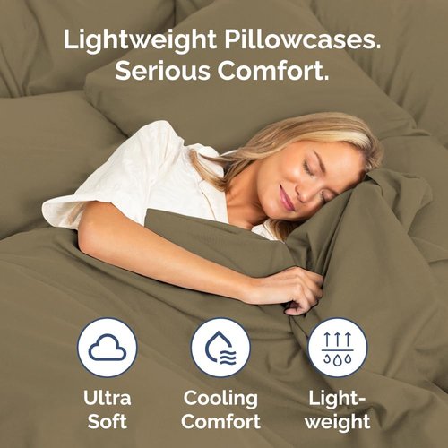 King Standard Pillow Cases - Soft Hotel Quality Covers for Comfy Bedding | 4-Piece Set in Khaki
