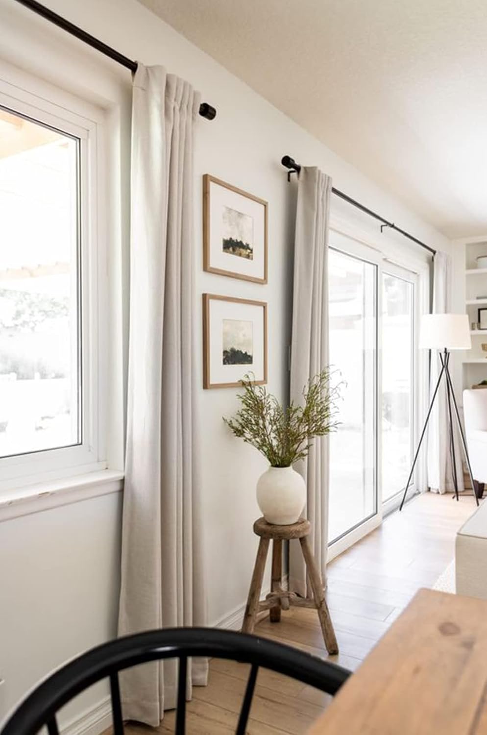 Skiennix 100% Blackout Linen Curtains - Thermal Insulated Drapes, 50" W x 96" L, Cream - 2 Panels Set