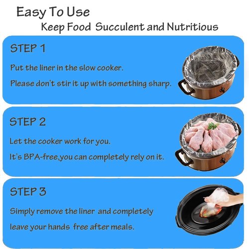 40×Slow Cooker Liners, Large pot Liner Disposable Cooking Bags, Fit 3QT to 8QT for Slow Cooker, pot, Suitable for Oval & Round Pots 13"x 21" /Bag