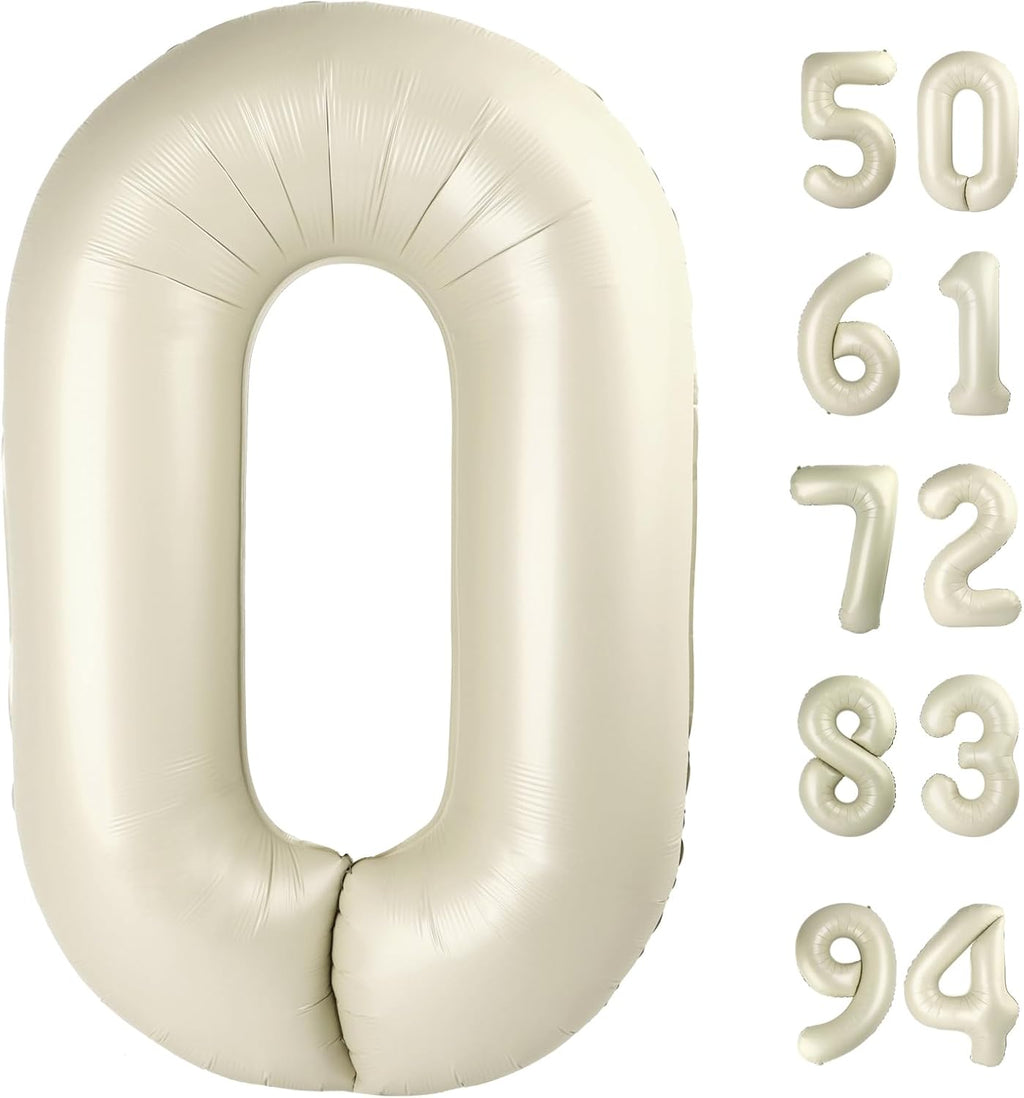 Number Balloons 40 Inch - Cream 0 Birthday Decorations | Elegant Party Supplies for All Ages