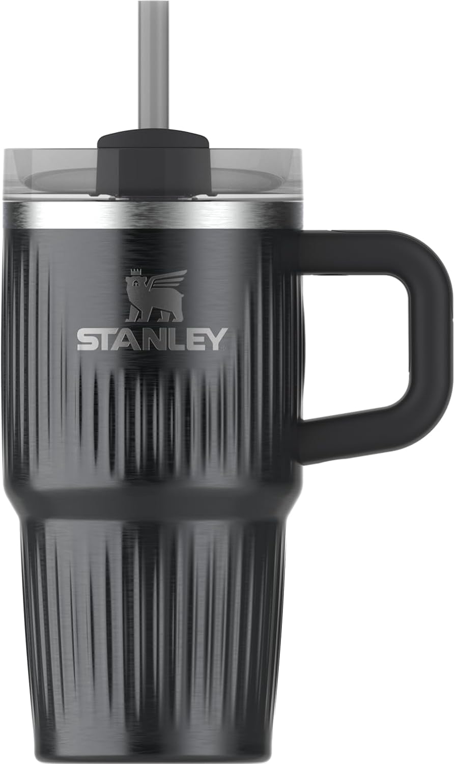 STANLEY Quencher H2.0 Tumbler - 20 oz Insulated Stainless Steel Cup with Handle & Straw | BPA-Free | Fluted Black