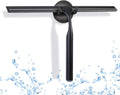 Quntis 12-Inch Shower Squeegee - Heavy-Duty Black Glass Cleaner with Non-Slip Handle & Hooks