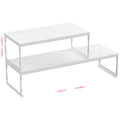 Asiingkel Stackable Expandable Metal Shelf Organizer - Adjustable Wire Storage Rack with Holes for Kitchen, Bathroom, Cabinet, Office - Space Saving, Durable & Sturdy Design（2PACKS/Medium/White