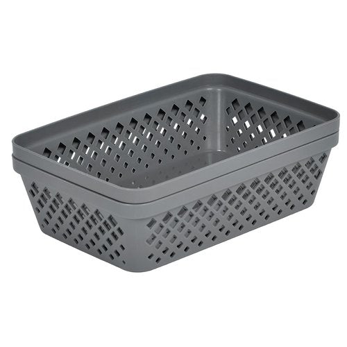 Glad Plastic Storage Basket Set - Multipurpose Drawer Trays, Kitchen Pantry Containers, and Bathroom Bins - 6 Pack Medium Organizers, Grey