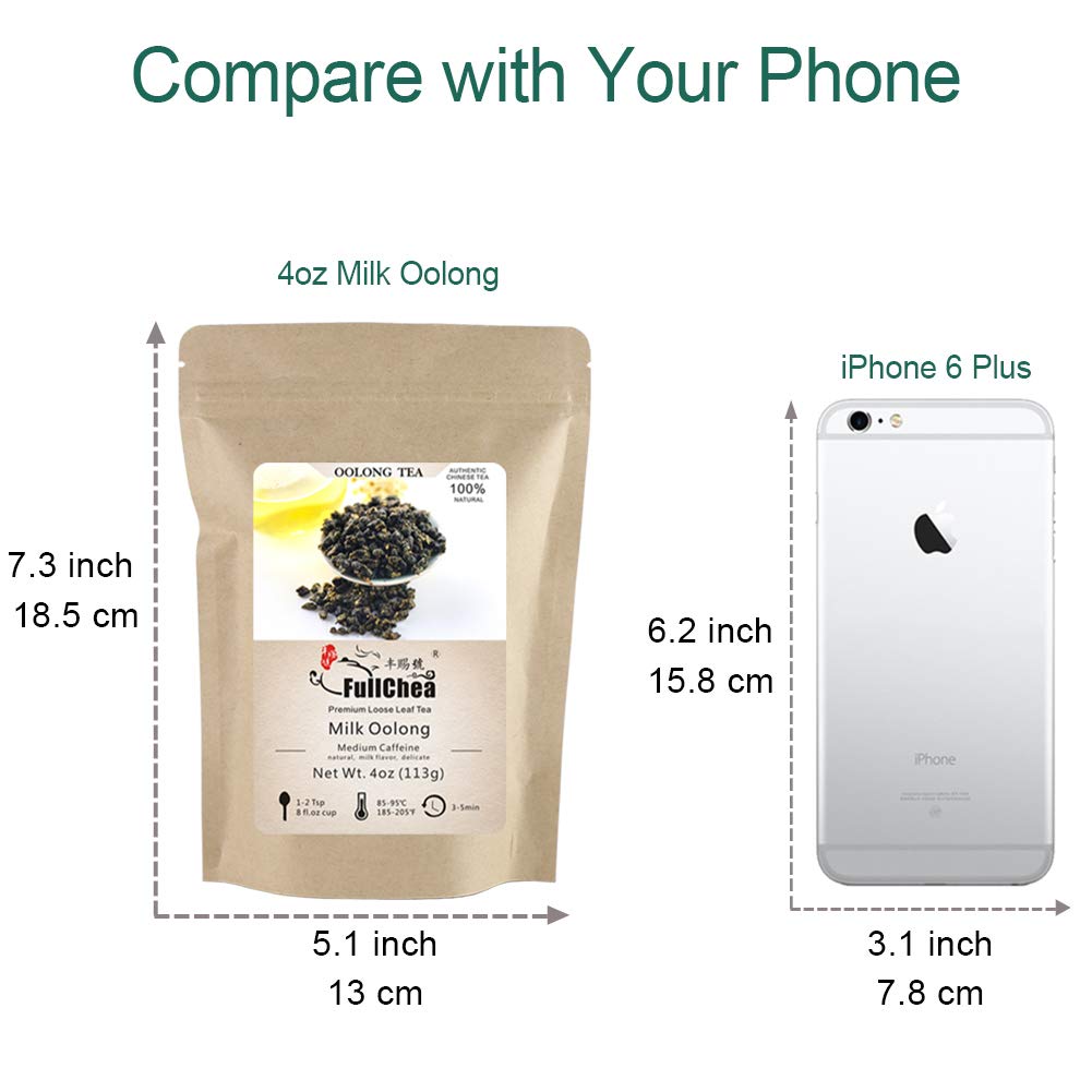 FullChea Milk Oolong Tea - Loose Leaf - Taiwan High Mountain Jin Xuan - Naturally Milky & Silky - 4oz / 113g