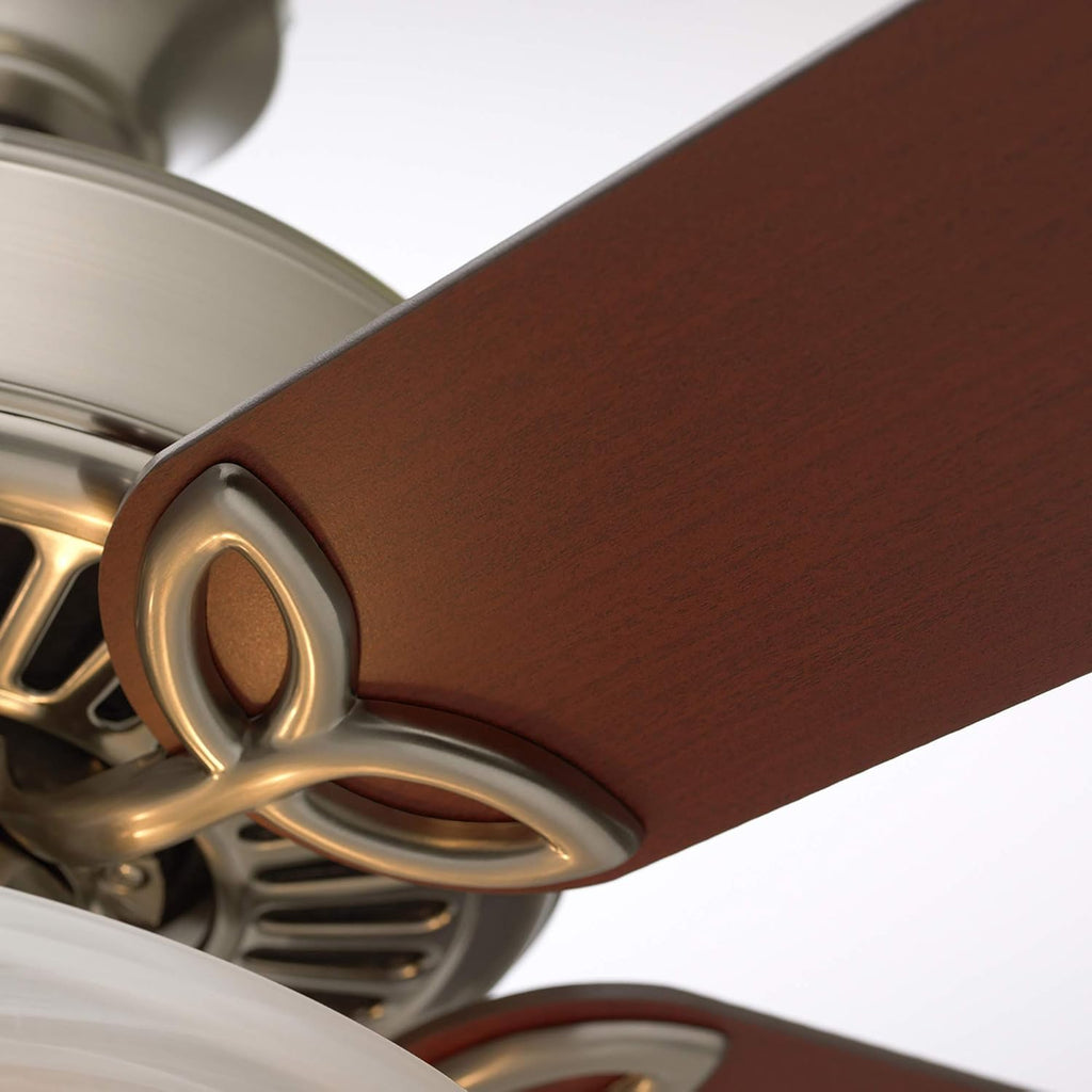 Kathy Ireland Home [CF712BS] Pro Series LED Ceiling Fan with Pull Chain | 50-Inch Fixture with Dual Mount for Flush or Downrod Hanging | Reversible Blades with Light Bulbs Included, Brushed Steel