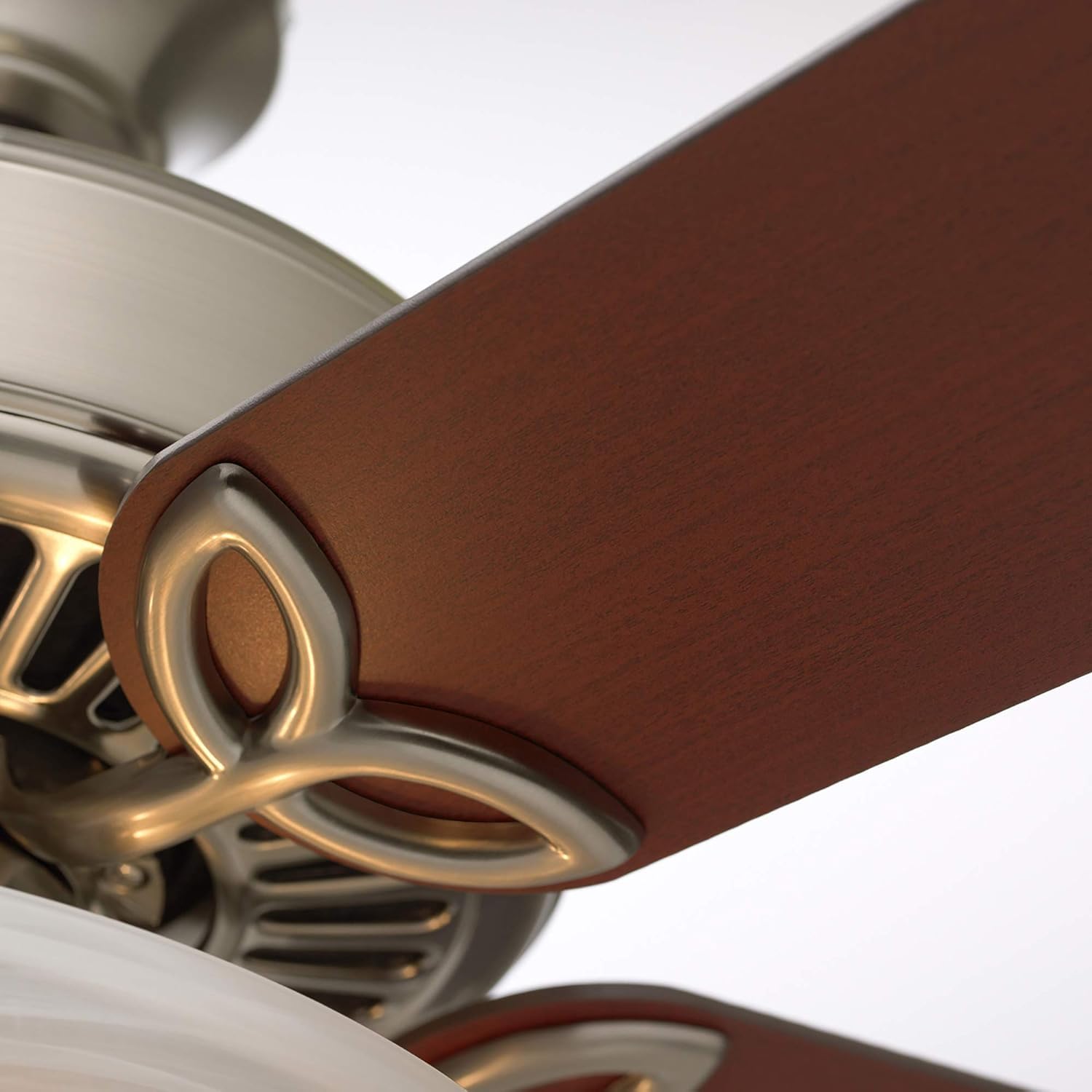 Kathy Ireland Home [CF712BS] Pro Series LED Ceiling Fan with Pull Chain | 50-Inch Fixture with Dual Mount for Flush or Downrod Hanging | Reversible Blades with Light Bulbs Included, Brushed Steel