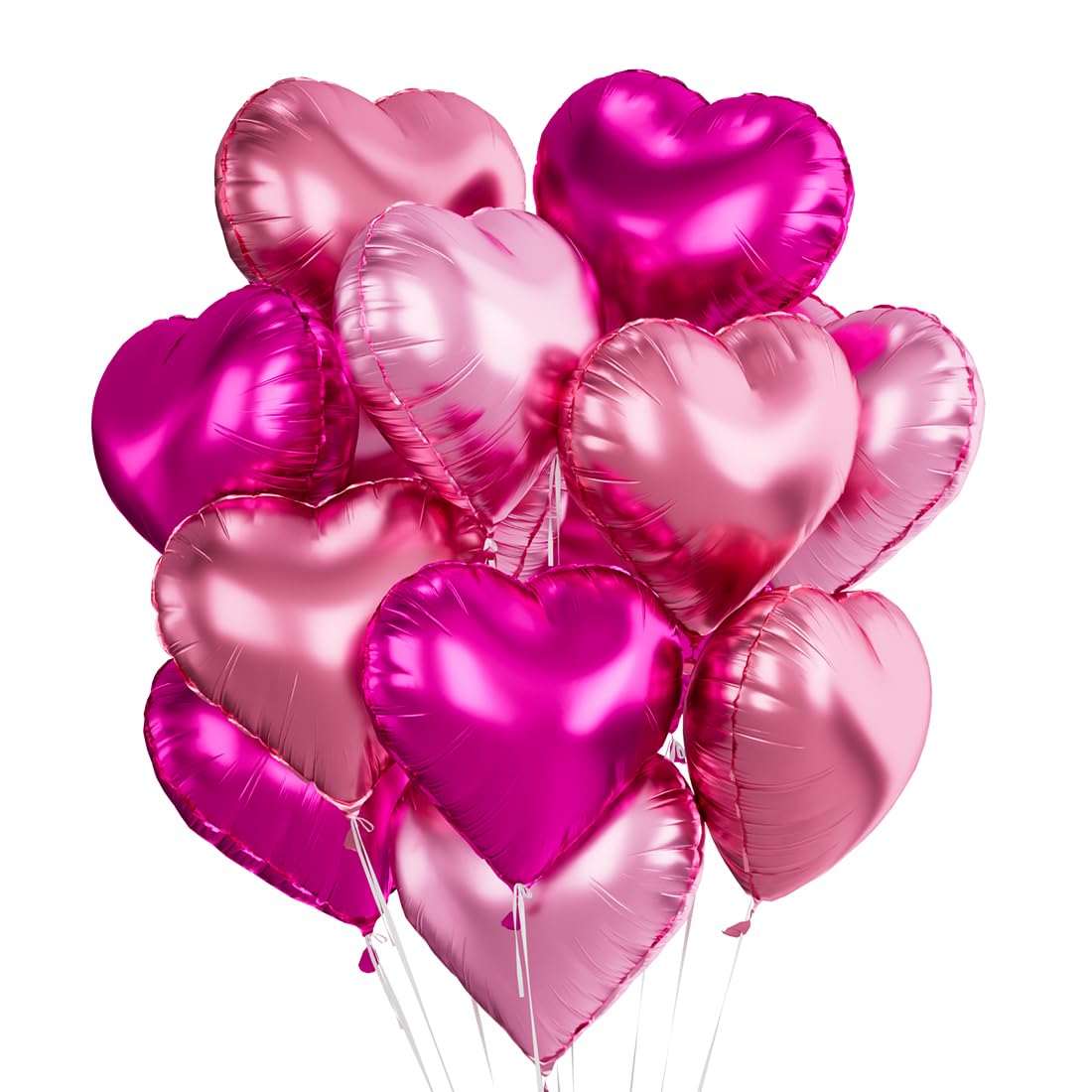Pink Heart Balloons, 12 Pcs Hot Pink Foil Heart Shaped Balloons, 18 Inch Light Pink Mixed Heart Balloon Light Candy Color Helium Love Balloon for Valentines Day Wedding Engagement Party Decorations