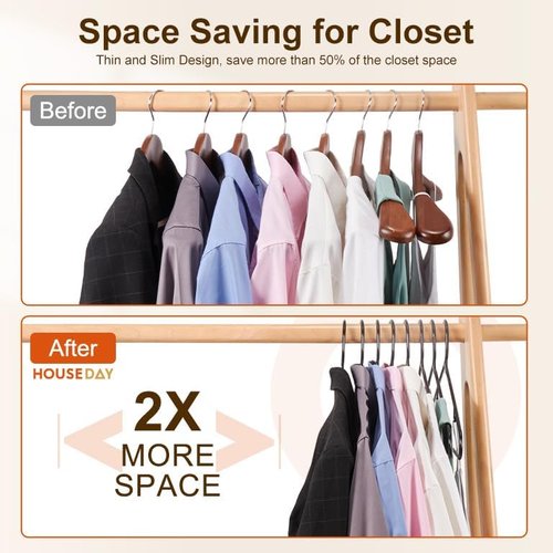 HOUSE DAY Black Plastic Hangers - Durable Space-Saving Clothes Hangers | 50 Pack for Shirts, Coats, Dresses