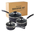 HooJay Nonstick Saucepan with Lid, Non Stick 1Qt & 2Qt & 3Qt Sauce Pan Set with Silicone Handle,Small Milk Pot with Glass Lid for Home Kitchen