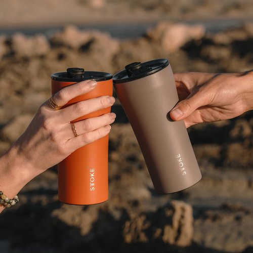 Sttoke Leakproof Lid Shatterproof Tumbler, Powder Coating - Desert Sunburst, 6.9-inch Height, 16 oz.
