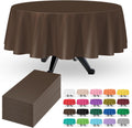 Regine Switzerland 16-Pack Disposable Brown Plastic Tablecloths - 84 Inch Round Party Covers