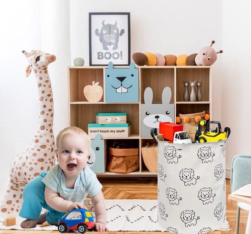 ESSME Baby Hamper,Nursery Laundry Basket,Lion Storage Basket,Toy bin for Boys, Gift Baskets,Room Decor,Home Organizer (Lions)