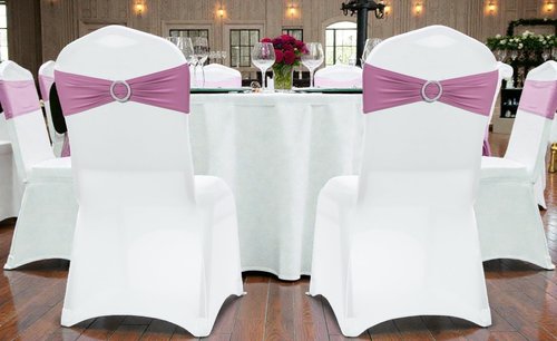 MDS Premium Stretch Spandex Chair Sashes - Pack of 75 Dusty Pink Covers with Buckle Slider for Events