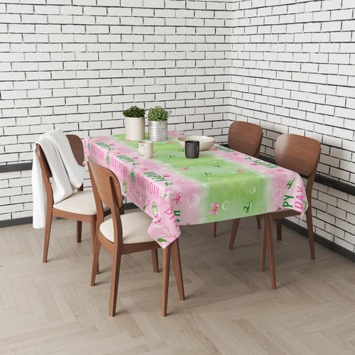 ASLERMURE 3pcs Pink and Green Bow Tablecloth, 54 x 108 inch Bow Party Supplies Decorations, Bow Disposable Table Cover for Wedding Engagement Bridal Birthday Decorations, Girls Birthday Party Supplies