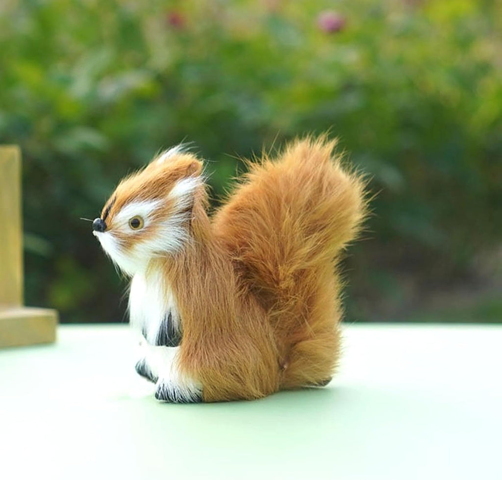 Skiennix Realistic Furry Squirrel | Lifelike Faux Fur Easter Basket Stuffer | 3.1-Inch Home Decoration