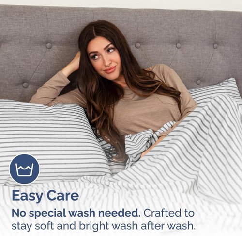 King Standard Pillow Cases - Ultra-Soft Hotel Quality Covers | Fade-Free & Wrinkle Resistant - Set of 2 - Grey Stripes