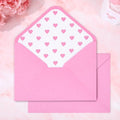 Whaline 50 Pcs Valentine's Day Invitation Envelopes Greeting Card Holders Pink Heart V-Flap Envelopes Card Sleeves with Stickers for Wedding Mother's Day Baby Shower, 5.3 x 7.3 Inch