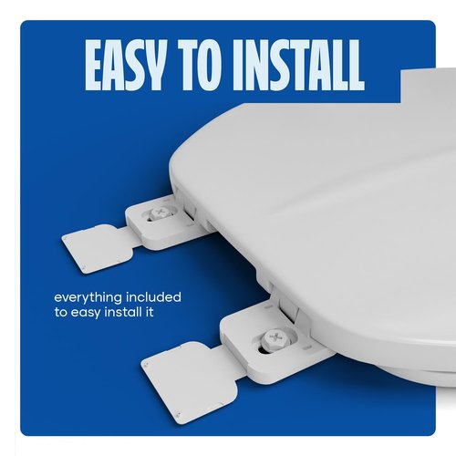 HIGHCRAFT Premium Elongated Toilet Seat with Adjustable Hinges - Molded Plastic Toilet Seat - Fits Standard Elongated Toilets - Oval Seat in White