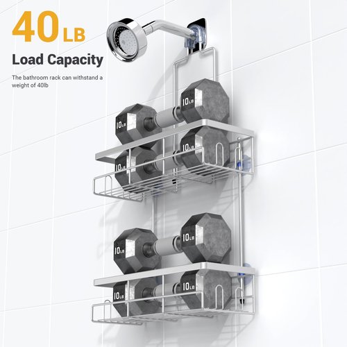 **AKTECKE Shower Caddy - Rustproof Hanging Bathroom Organizer for Easy Shampoo & Soap Storage | Chrome Finish**