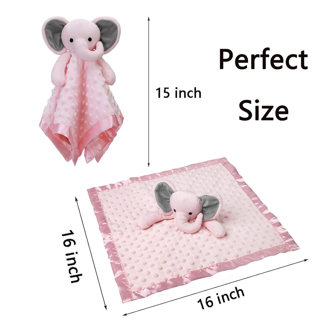 Pro Goleem Baby Blanket - Soft Pink Elephant Security Blanket Gift Set for Newborn Girls