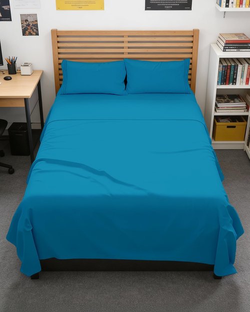 Full XL Bed Sheet Set by [Brand Name] - Soft, Breathable & Cooling 4-Piece Luxury Bedding - Deep Pockets, Fade & Wrinkle Free - Denim Blue