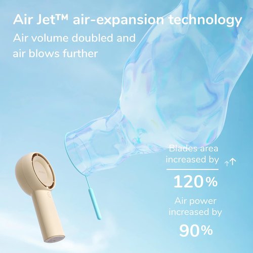 JISULIFE Handheld Portable Turbo Fan - 16H Max Cooling, 4000mAh USB Rechargeable, 5 Speeds - Brown
