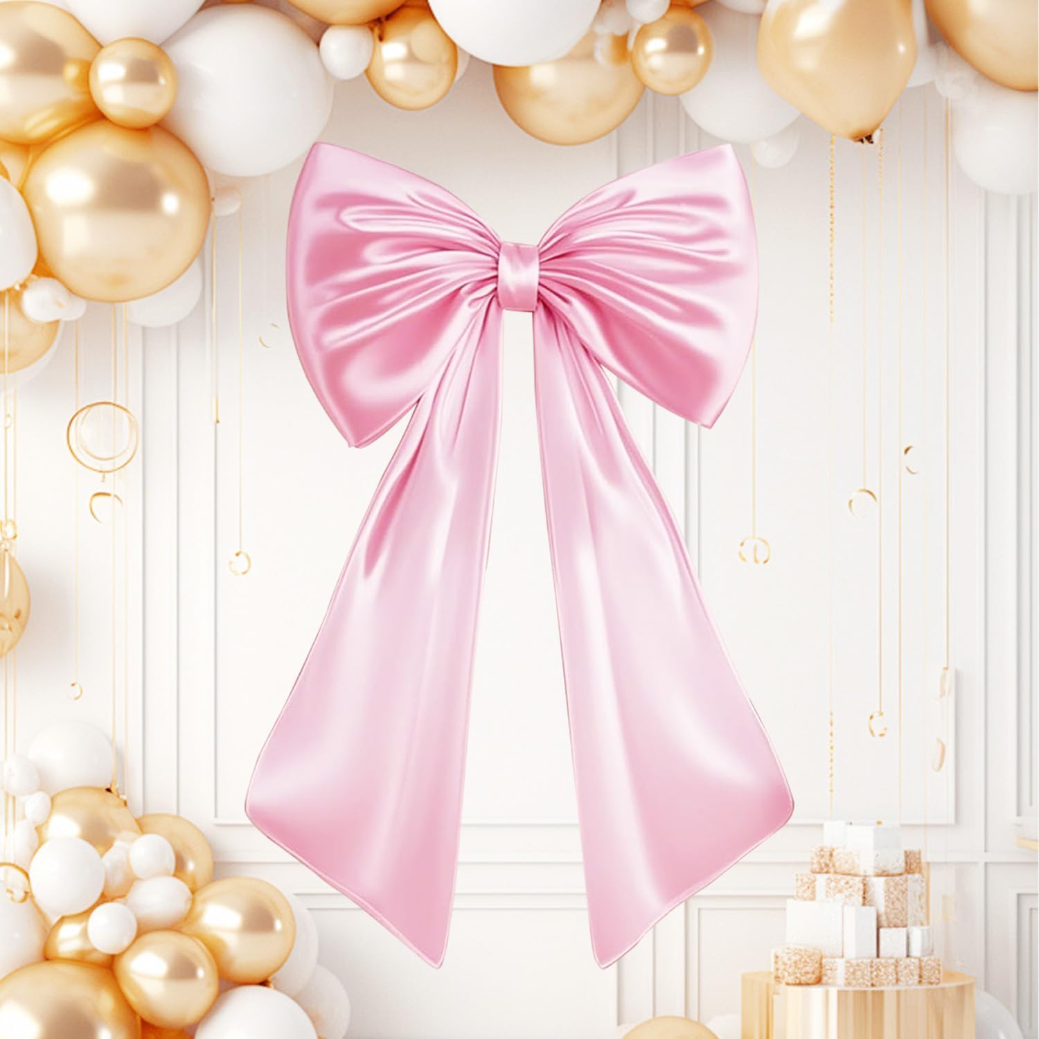Skiennix Large Pink Bow Decor - Perfect Backdrop for Birthday, Wedding, and Bridal Showers | Room & Door Decorations