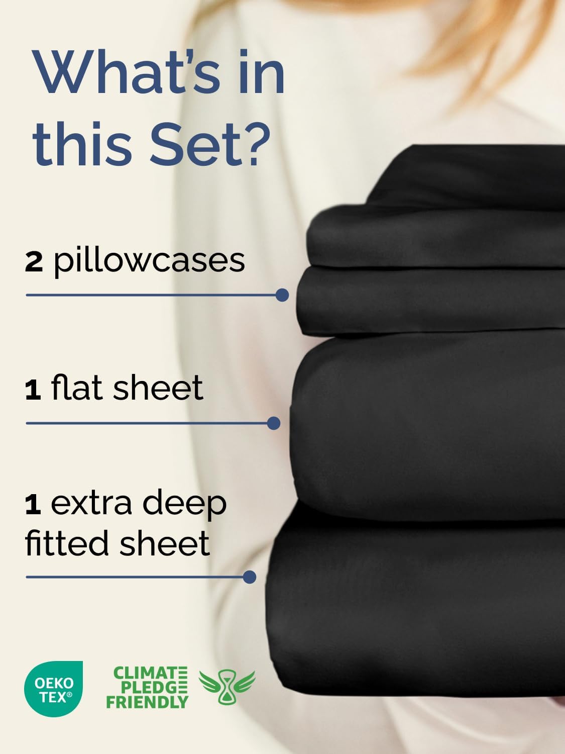 Skiennix Extra Deep Twin XL Sheet Set | 4-Piece Breathable Cooling Bedding - Soft, Wrinkle-Free, Easy Fit - Black