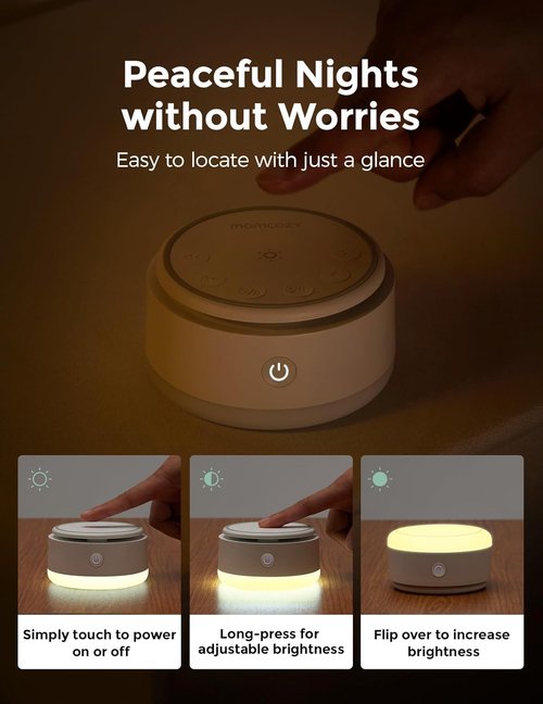 Momcozy Sound Machine - 20 Soothing Sounds & Touch Warm Light | Portable White Noise for Sleep & Travel