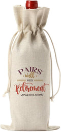 Funny Retirement Wine Bag Happy Retirement Gifts for Woman Men Pairs Well With Retired Gift for Women Leaving Gifts for Best Friends Coworkers Boss Nurse Teachers